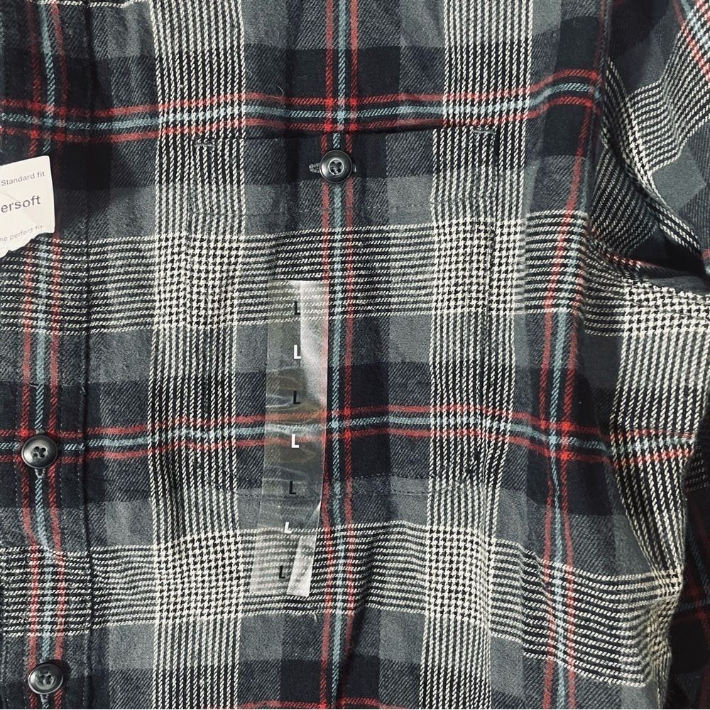 Sonoma The Super Flannel Black, Red, White & Blue Cotton Shirt Size L NWT - Picture 7 of 9
